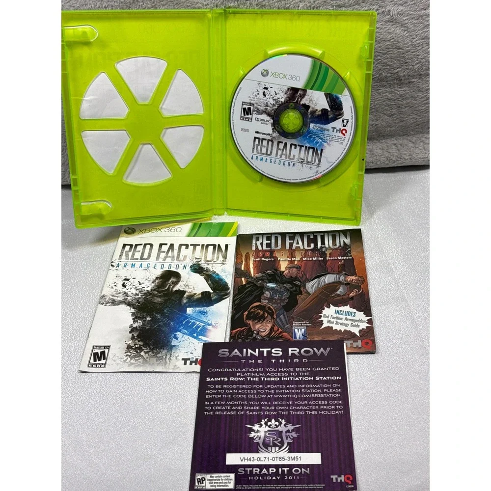 THQ Red Faction Armageddon Xbox 360 NTSC Green Sci-Fi Shooter Game